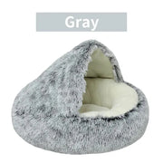 Warm Plush Hooded Pet Bed for Cat or Small Dog