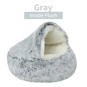 Warm Plush Hooded Pet Bed for Cat or Small Dog