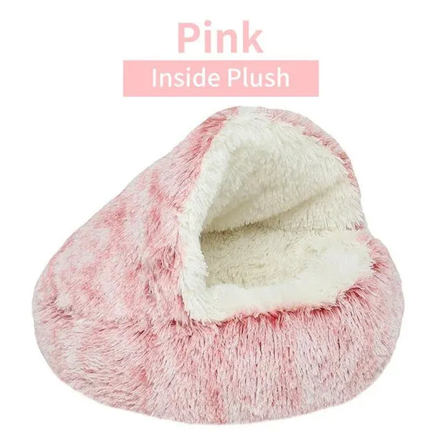 Warm Plush Hooded Pet Bed for Cat or Small Dog