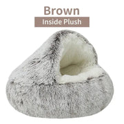 Warm Plush Hooded Pet Bed for Cat or Small Dog