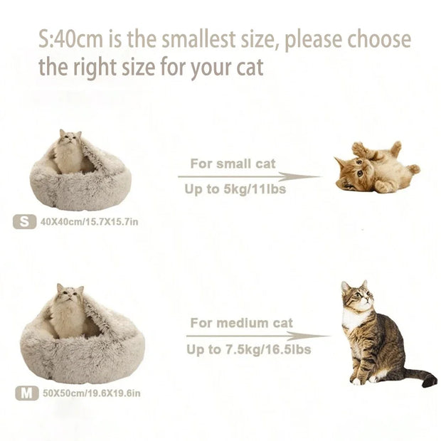 Warm Plush Hooded Pet Bed for Cat or Small Dog